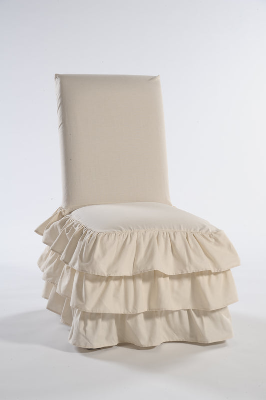 Long Three-Tier Ruffle Dining Chair Slipcover
