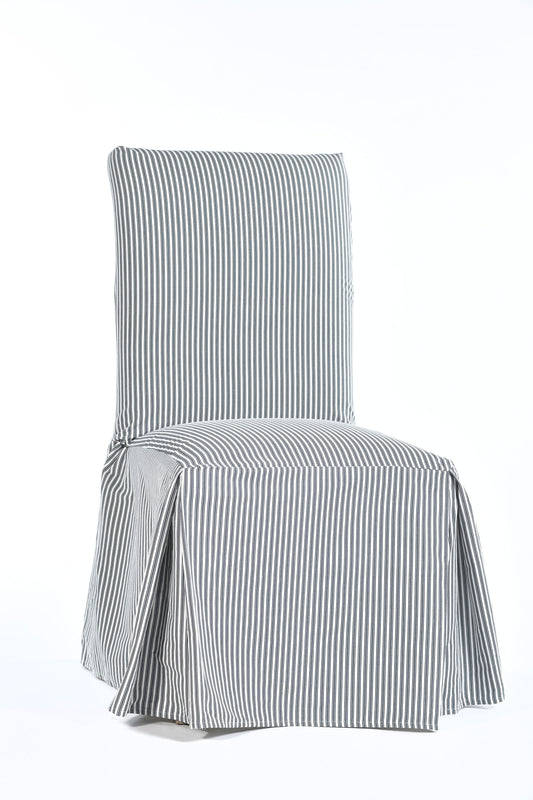 Long Stripe Twill Ticking Dining Chair Slipcover