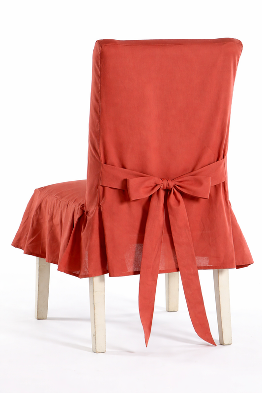 Short Cotton Duck Pleated Skirt Dining Chair Slipcover