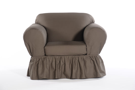 Washed Cotton Duck Ruffled Two-Piece Chair Slipcover