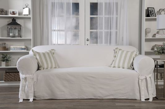 Cotton Duck One-Piece Loveseat Slipcover