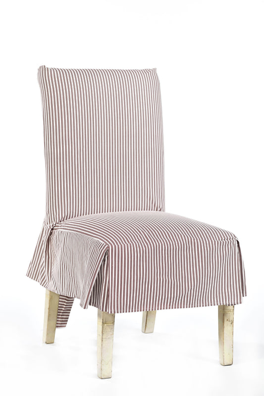 Short Stripe Twill Ticking Dining Chair Slipcover