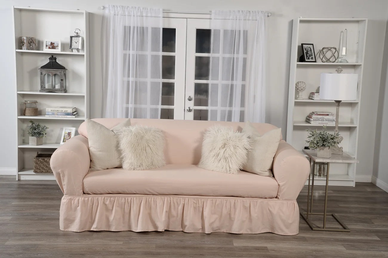 An image of the Washed Cotton Duck Two-Piece Sofa Slipcover by The Slip Cover Company.