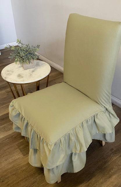 Short Two-Tier Ruffle Dining Chair Slipcover