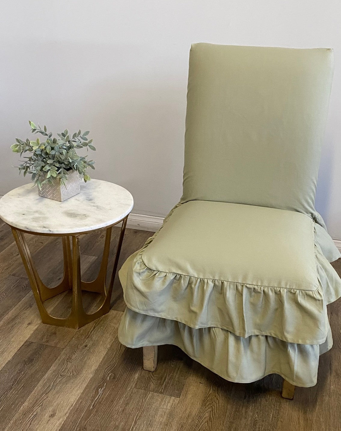 Short Two-Tier Ruffle Dining Chair Slipcover