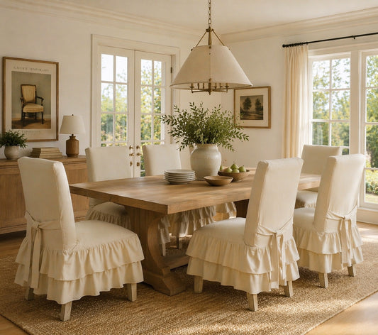 Short Two-Tier Ruffle Dining Chair Slipcover