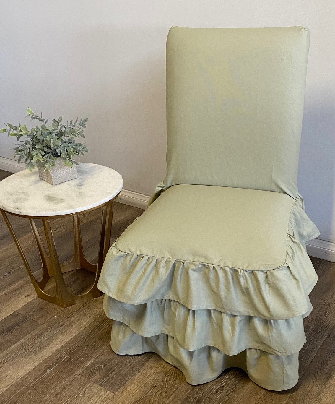 Long Three-Tier Ruffle Dining Chair Slipcover