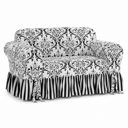 Damask/Stripe Ruffled Accent Chair Cover