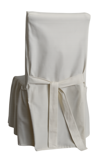 Long Washed Cotton Duck Ruffled Dining Chair Slipcover