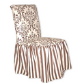 Brown Damask/Stripe Dining Chair Slipcover