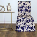 Floral Long Dining Chair Slipcover