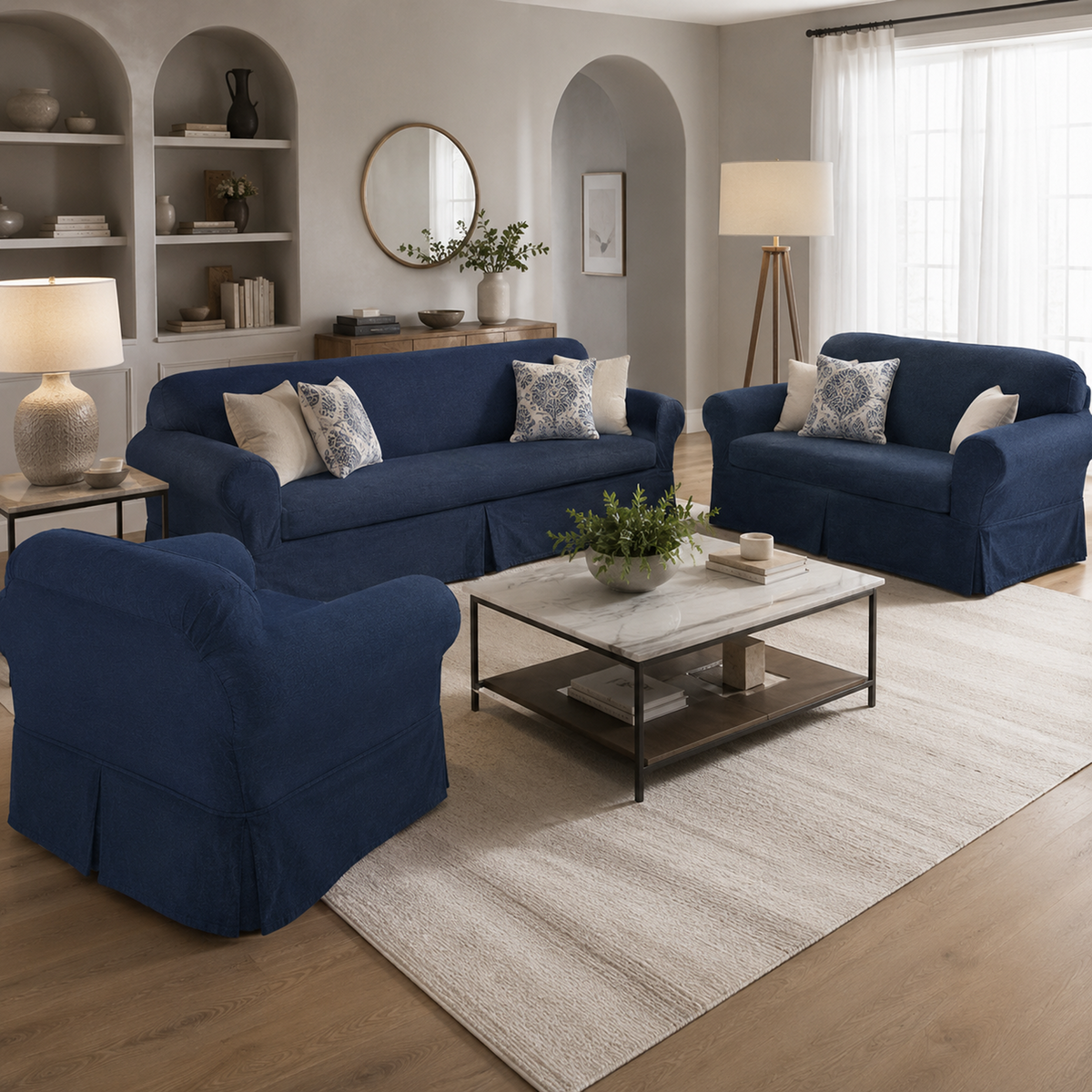 Washed Denim Two-Piece Slipcover – The Slipcover Company