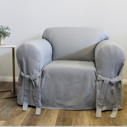 Cotton Duck One-Piece Chair Slipcover