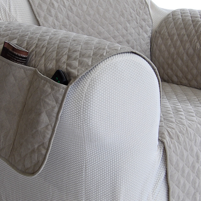 Quilted Couch Pet Cover With Pockets