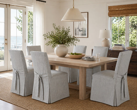 Long Stripe Twill Ticking Dining Chair Slipcover