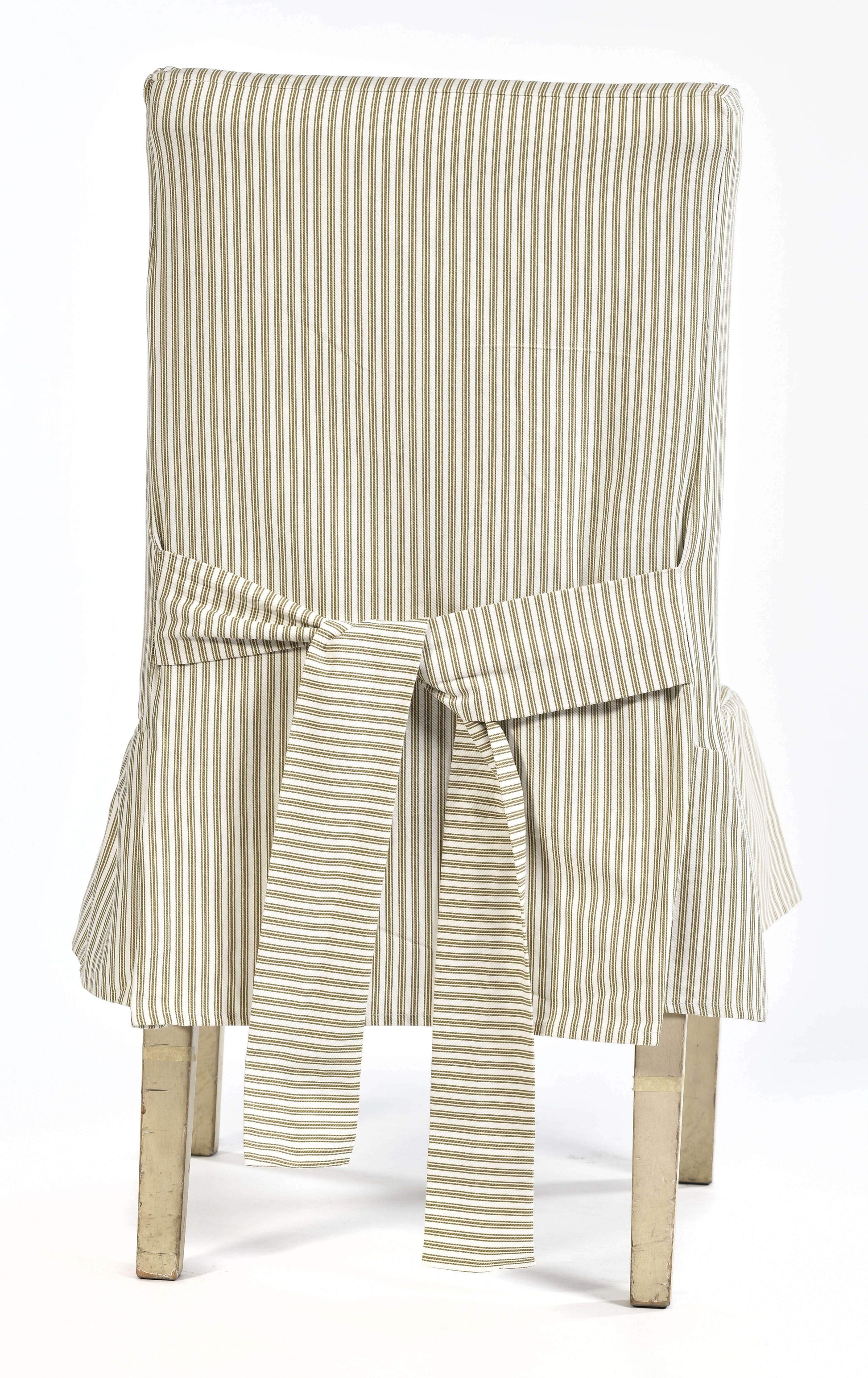 Short Stripe Twill Ticking Dining Chair Slipcover