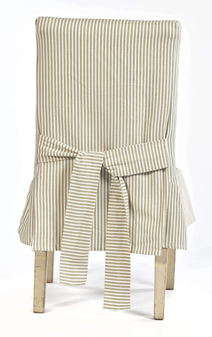 Short Stripe Twill Ticking Dining Chair Slipcover