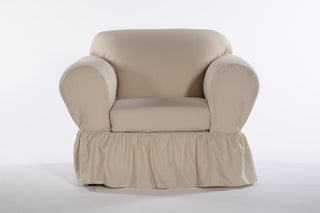 Washed cotton duck 2 Piece Ruffled Chair Slipcover