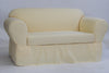 Washed cotton duck 2 Piece Ruffled Loveseat Slipcover