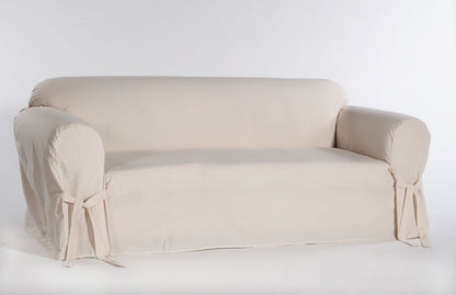 Twill One-Piece Loveseat Slipcover