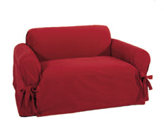 Twill One-Piece Loveseat Slipcover