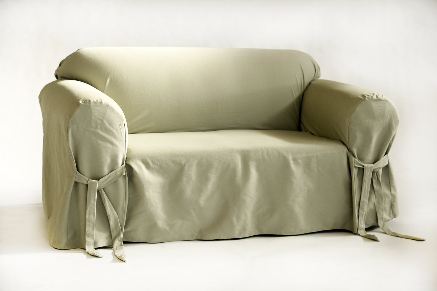 Twill One-Piece Loveseat Slipcover