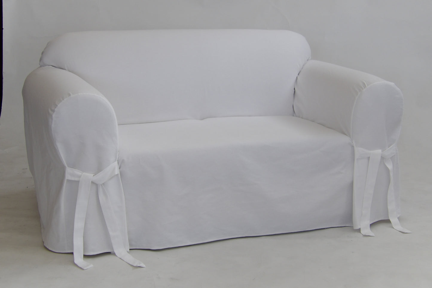 Twill One-Piece Loveseat Slipcover
