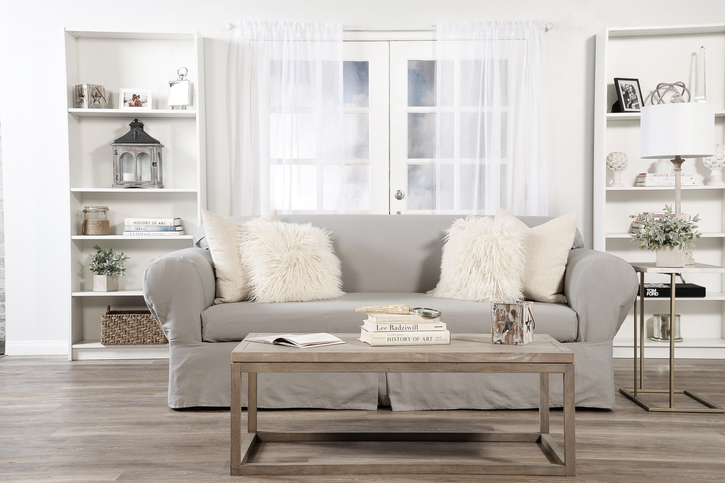 Twill Two-Piece Loveseat Slipcover