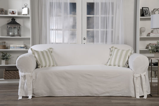 Cotton Duck One-Piece Loveseat Slipcover