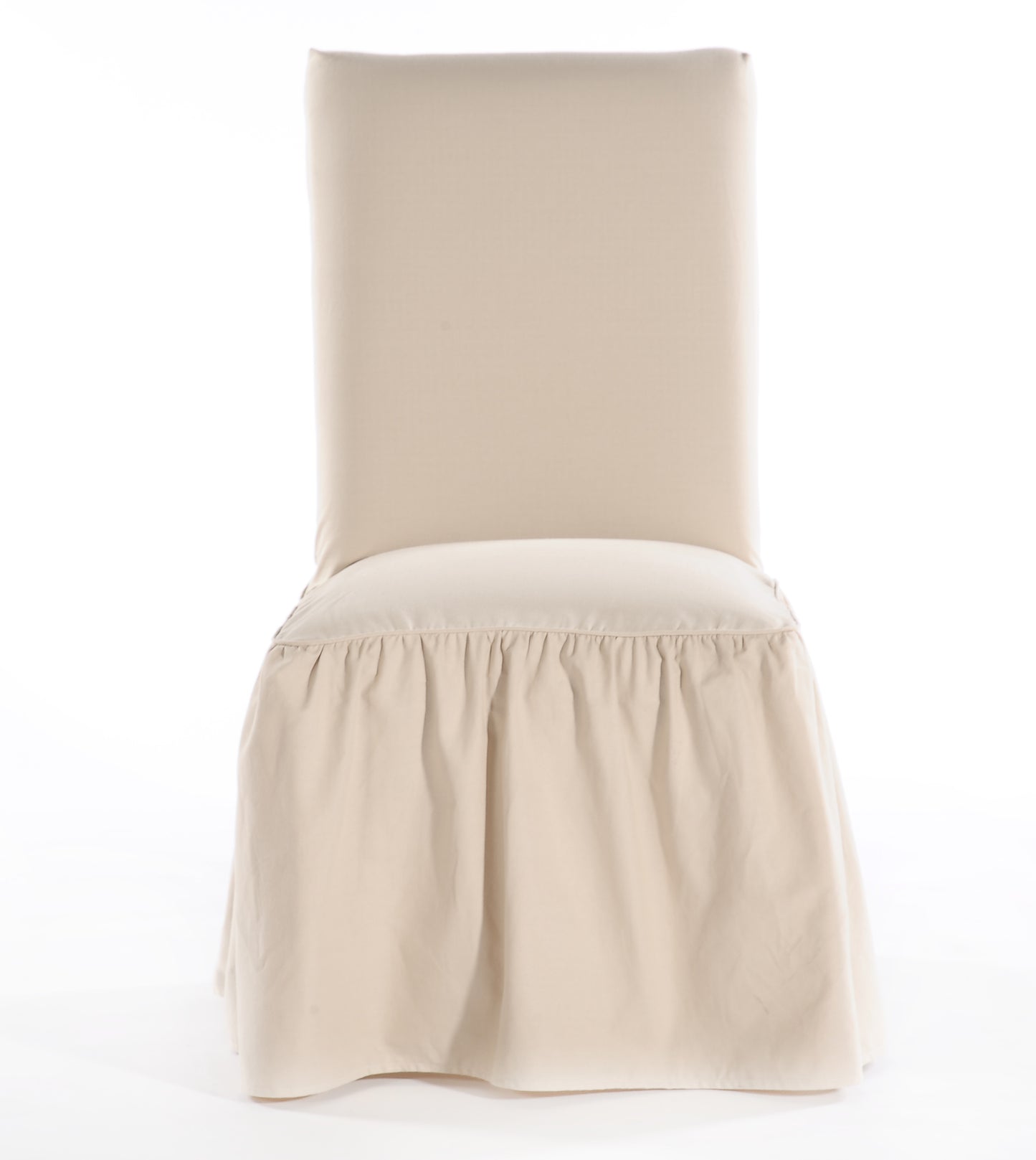 Long Washed Cotton Duck Ruffled Dining Chair Slipcover