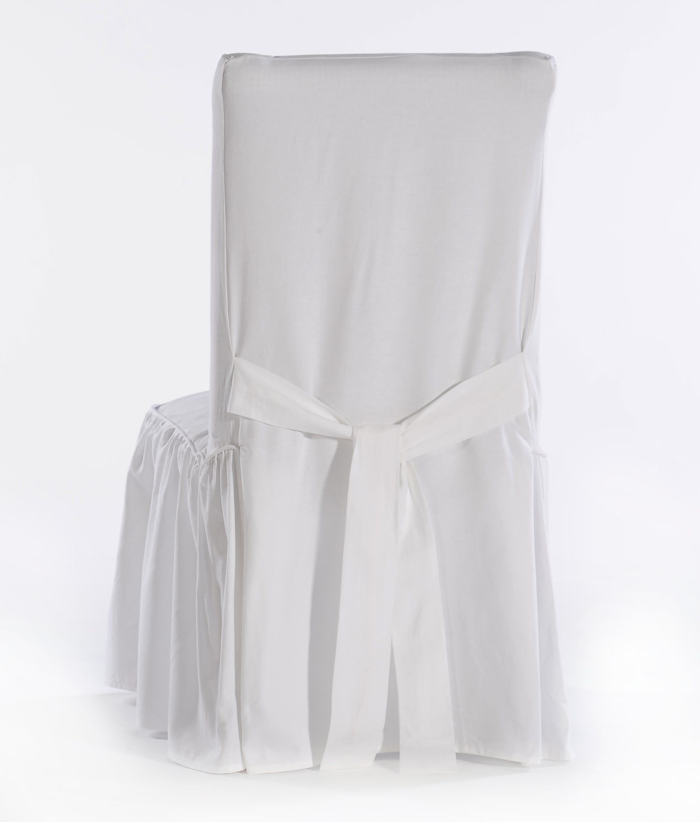 Long Washed Cotton Duck Ruffled Dining Chair Slipcover