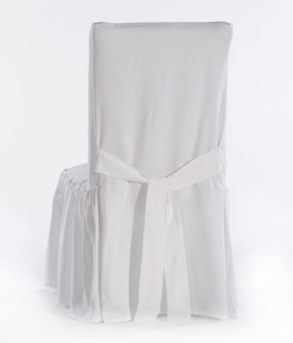 Long Washed Cotton Duck Ruffled Dining Chair Slipcover