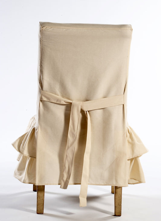 Short Two-Tier Ruffle Dining Chair Slipcover