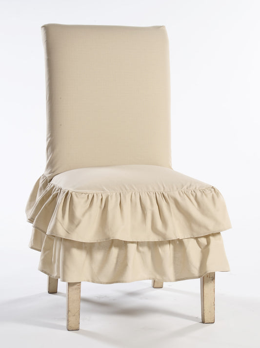 Short Two-Tier Ruffle Dining Chair Slipcover