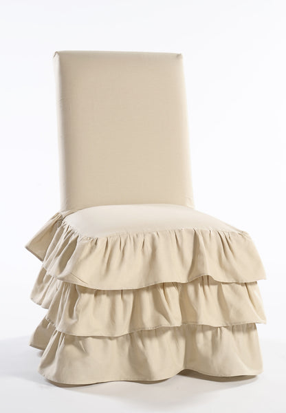 Long Three-Tier Ruffle Dining Chair Slipcover