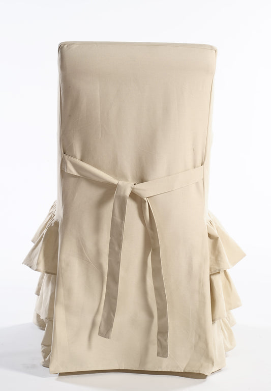 Long Three-Tier Ruffle Dining Chair Slipcover