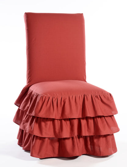 Long Three-Tier Ruffle Dining Chair Slipcover