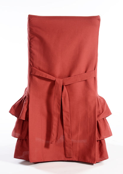 Long Three-Tier Ruffle Dining Chair Slipcover