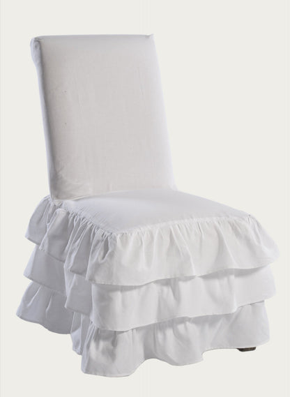 Long Three-Tier Ruffle Dining Chair Slipcover