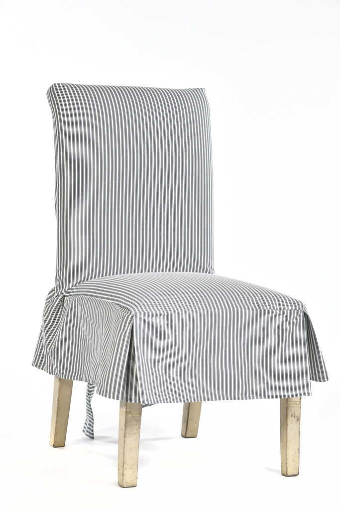 Twill Ticking Stripe Dining Chair Short Slipcover