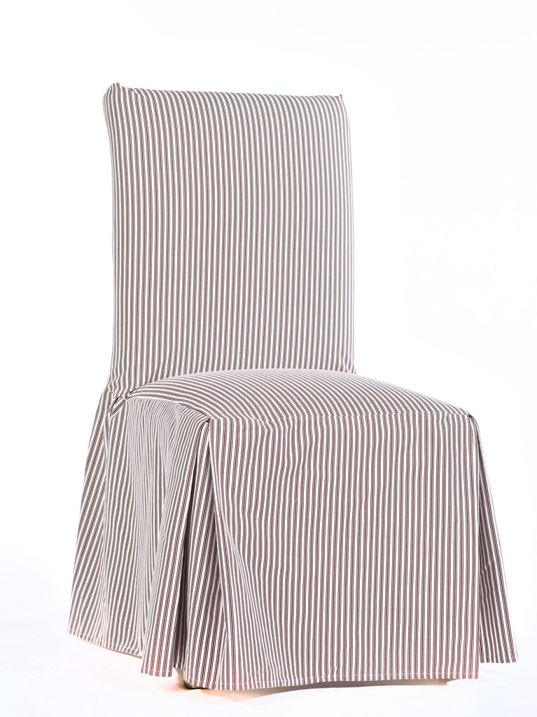 Twill ticking stripe dining chair long slipcover