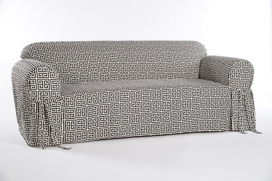 Roman Key One-Piece Loveseat Slipcover