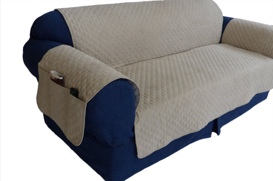 Quilted Couch Pet Cover With Pockets